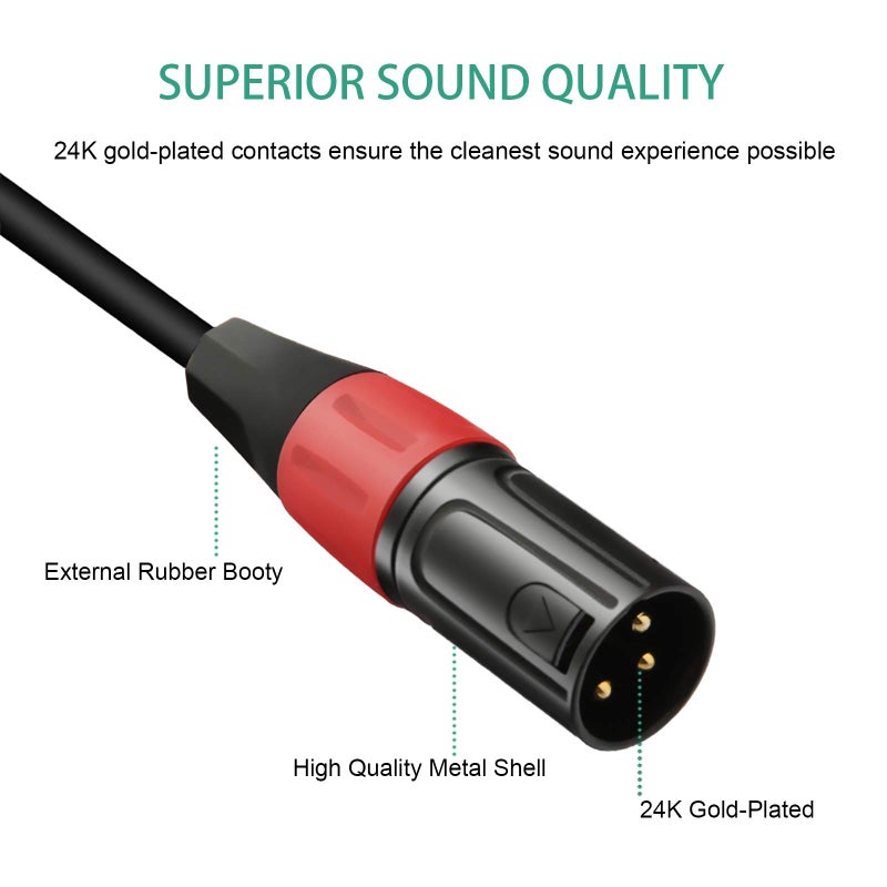 JOMLEY 3 Pin Mini XLR Female (TA3F) to Regular XLR Male Pro Lapel Microphone Cable - 3.3ft - Image 3
